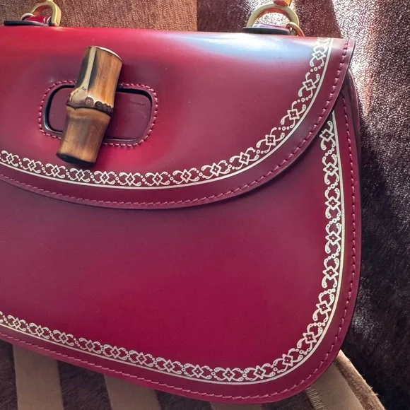 Gucci Bamboo Handle Red Box Leather Special Edition Handbag size M - Picture 6 of 16
